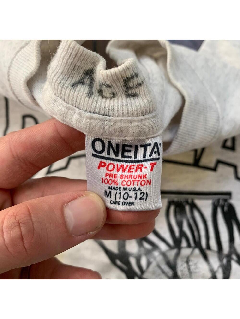 Oneita Boys Dallas Vintage T Shirt Basketball Sports Oregon Medium Gray 90s